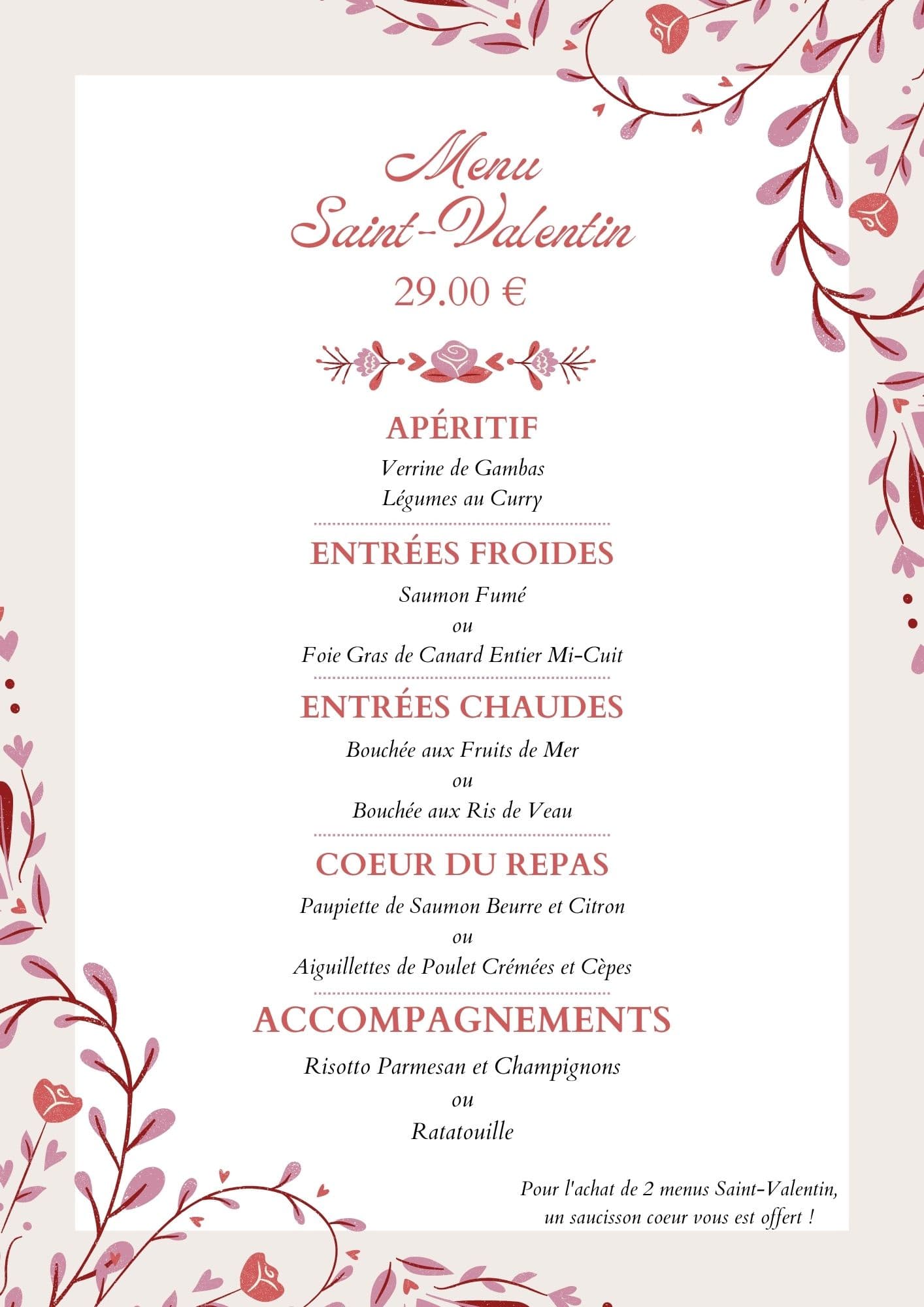 menu saint valentin 2024 boucherie